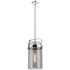 Pilaster 9.38" Wide Stem Hung Polished Nickel Pendant With Smoke Shade