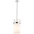 Pilaster 9.38" Wide Stem Hung Polished Nickel Pendant With White Shade