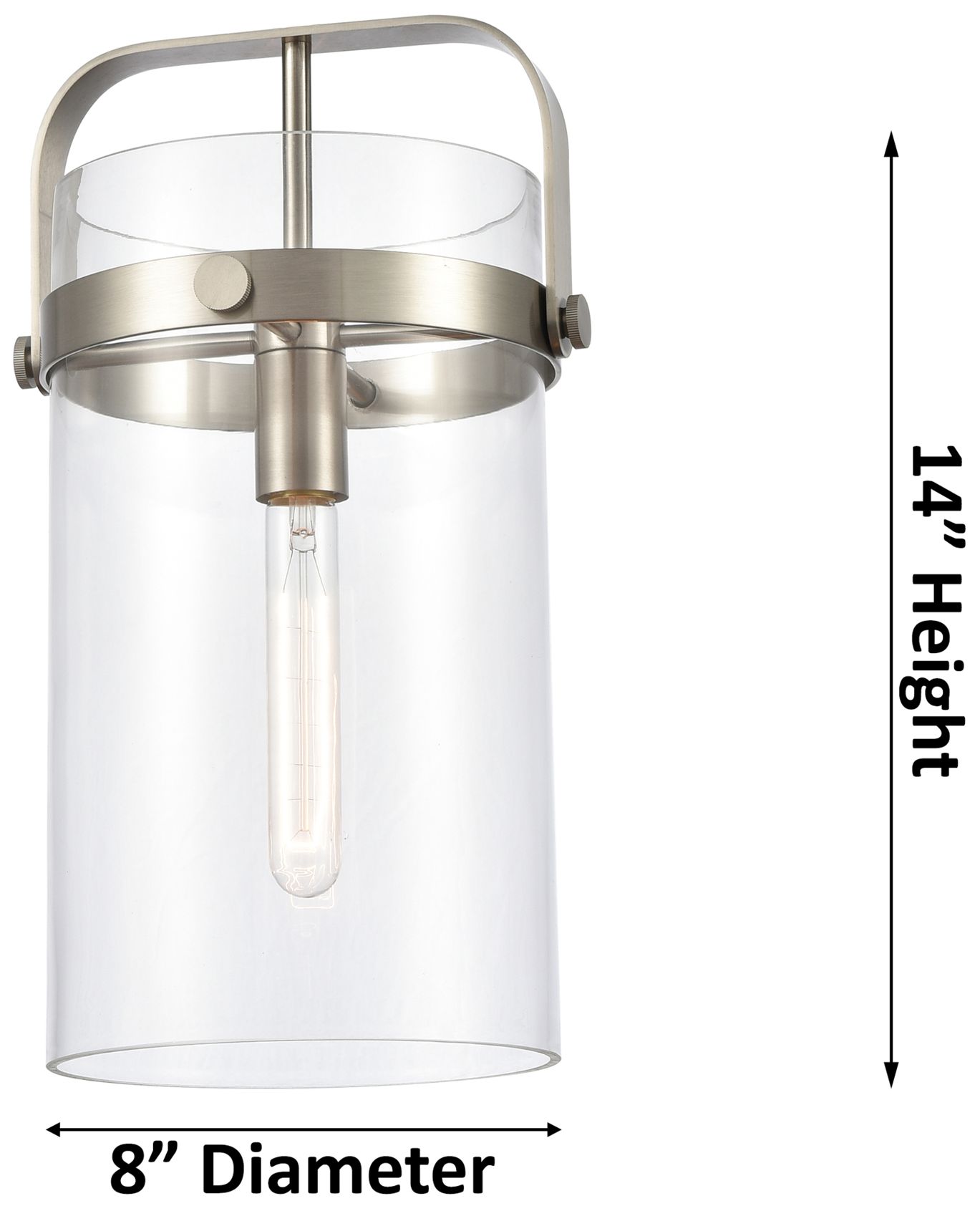 Image 3 Pilaster 9.38" Wide Stem Hung Satin Nickel Pendant With Clear Shade more views