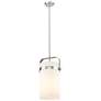 Pilaster 9.38" Wide Stem Hung Satin Nickel Pendant With White Shade