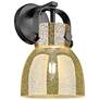 Pilaster II Bell 10" High Matte Black Wall Sconce With Mercury Shade