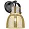 Pilaster II Bell 10" High Matte Black Wall Sconce With Mercury Shade