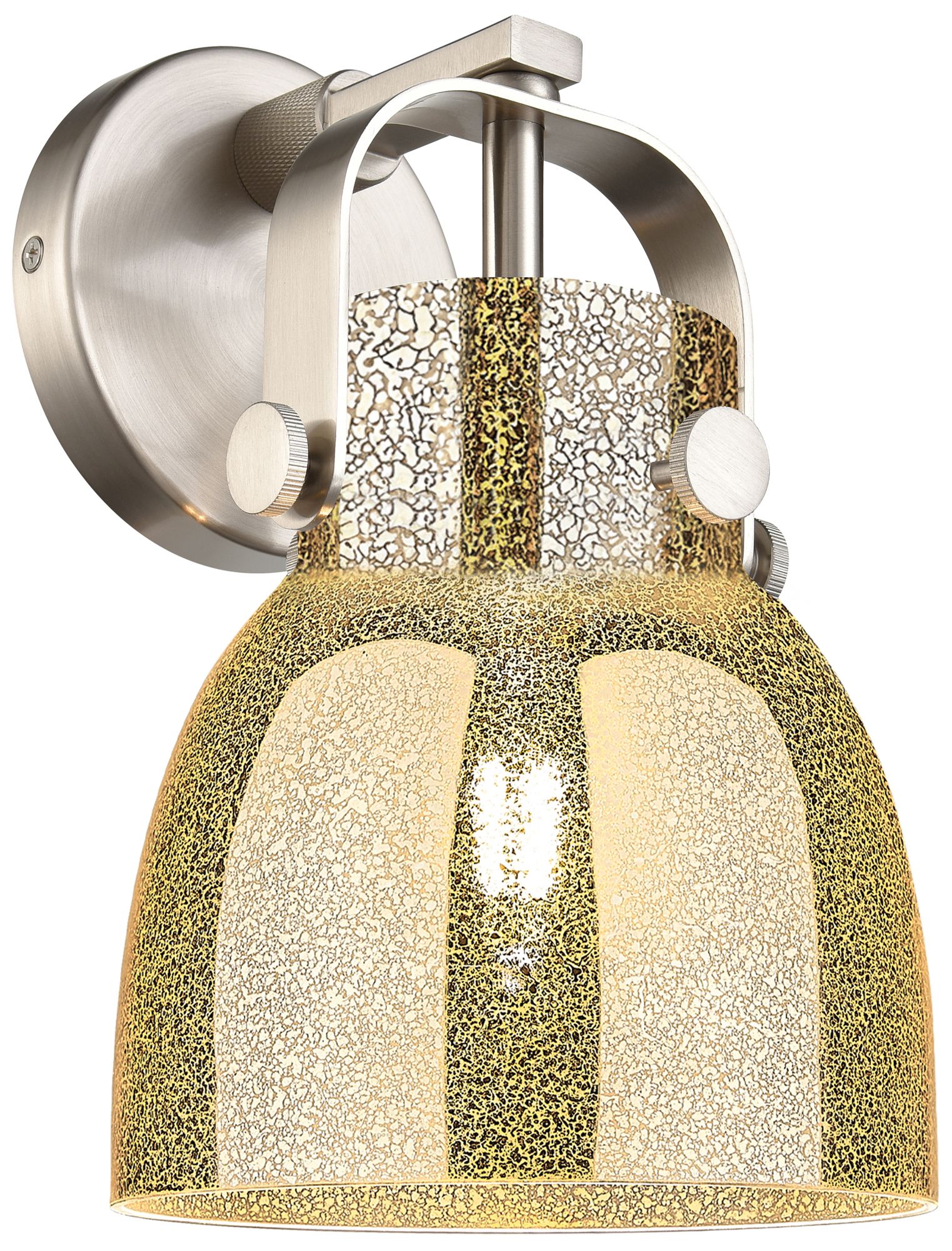 Pilaster II Bell 10" High Satin Nickel Wall Sconce With Mercury Shade