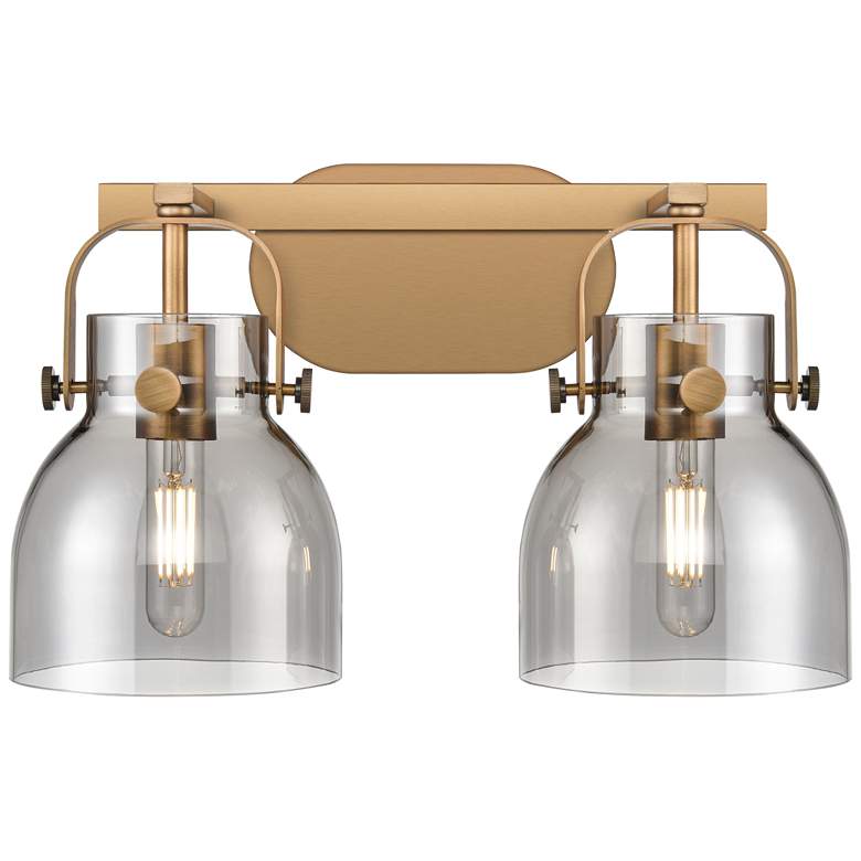 Image 1 Pilaster II Bell 17" Wide 2 Light Brushed Brass Bath Light With Smoke