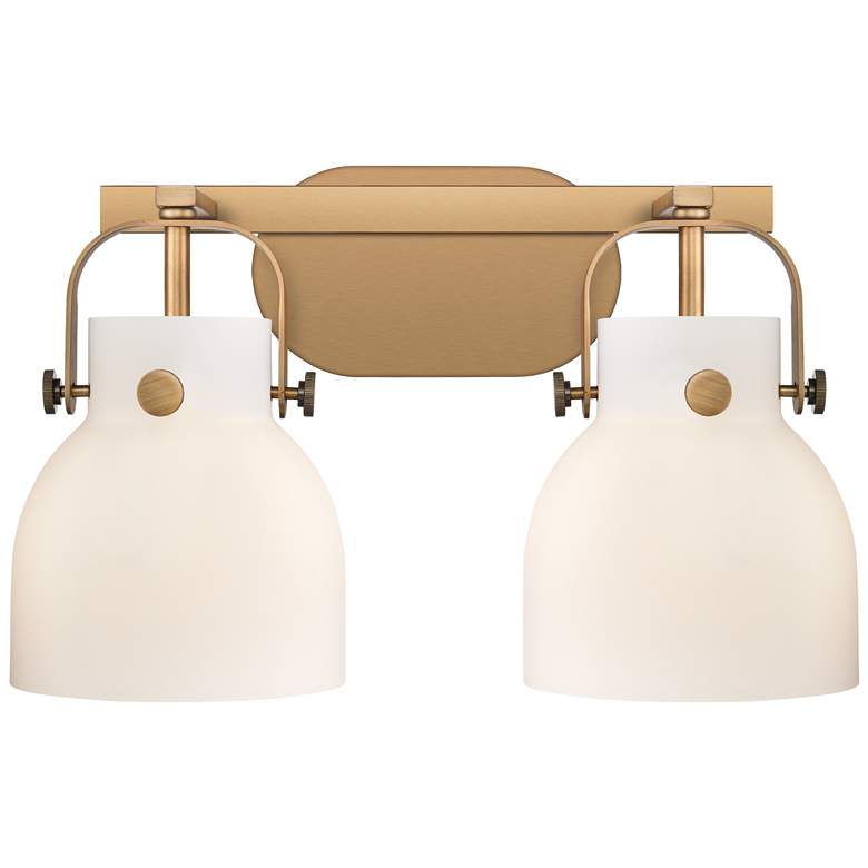 Image 1 Pilaster II Bell 17" Wide 2 Light Brushed Brass Bath Light With White