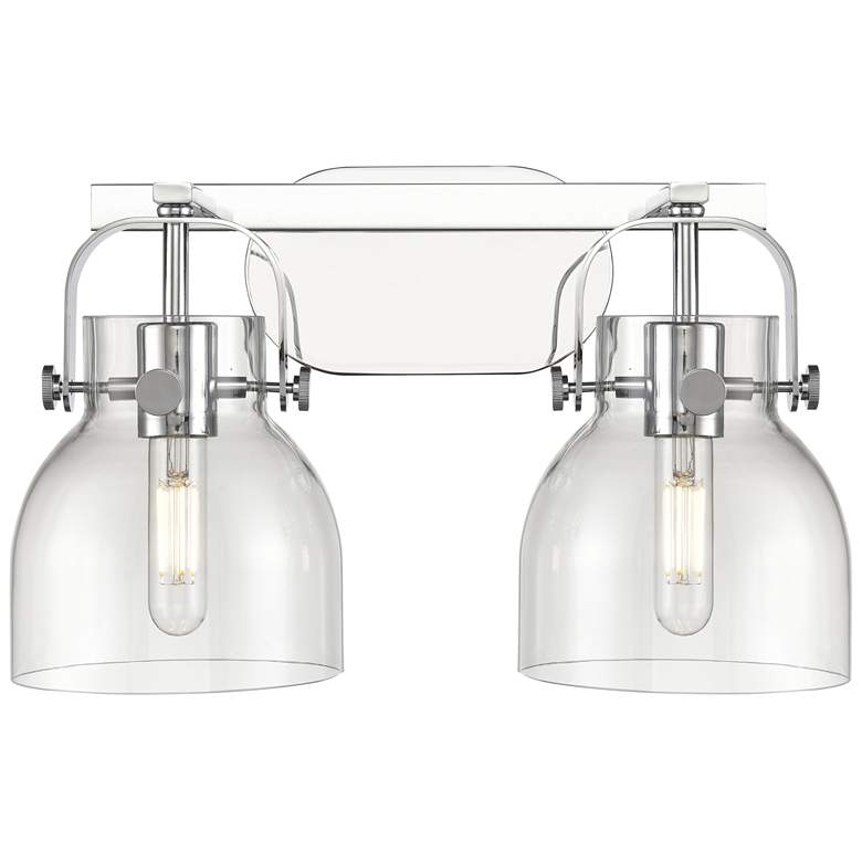 Image 1 Pilaster II Bell 17" Wide 2 Light Chrome Bath Light With Clear Shade