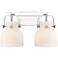 Pilaster II Bell 17" Wide 2 Light Chrome Bath Light With White Shade