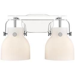 Pilaster II Bell 17" Wide 2 Light Chrome Bath Light With White Shade