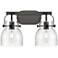 Pilaster II Bell 17" Wide 2 Light Matte Black Bath Light With Seedy Sh