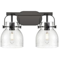 Pilaster II Bell 17" Wide 2 Light Matte Black Bath Light With Seedy Sh