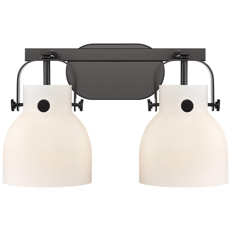 Image 1 Pilaster II Bell 17" Wide 2 Light Matte Black Bath Light With White Sh