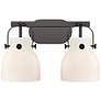 Pilaster II Bell 17" Wide 2 Light Matte Black Bath Light With White Sh