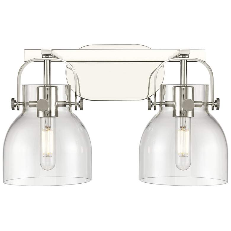 Image 1 Pilaster II Bell 17" Wide 2 Light Polished Nickel Bath Light w/ Clear