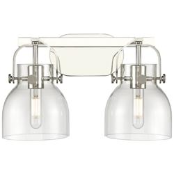Pilaster II Bell 17" Wide 2 Light Polished Nickel Bath Light w/ Clear
