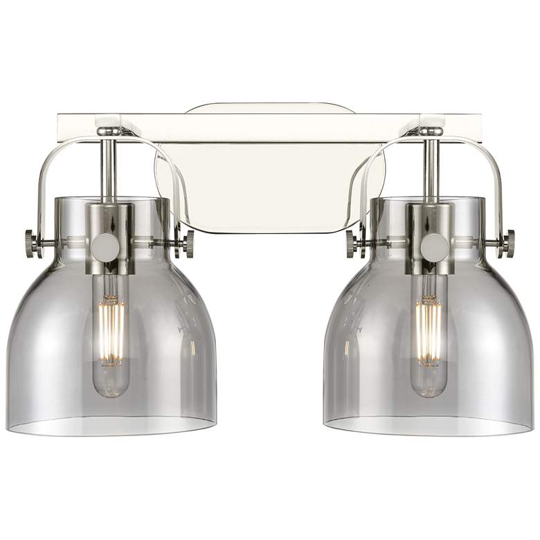 Image 1 Pilaster II Bell 17" Wide 2 Light Polished Nickel Bath Light w/ Smoke