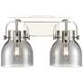 Pilaster II Bell 17" Wide 2 Light Polished Nickel Bath Light w/ Smoke