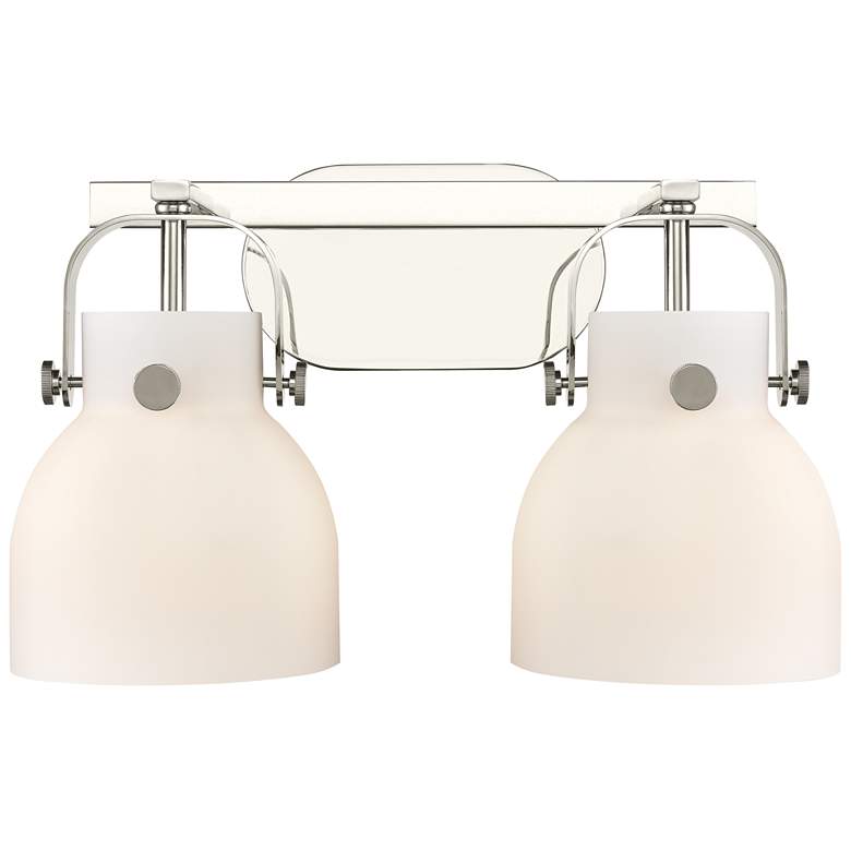 Image 1 Pilaster II Bell 17" Wide 2 Light Polished Nickel Bath Light w/ White