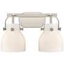Pilaster II Bell 17" Wide 2 Light Satin Nickel Bath Light With White S
