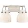 Pilaster II Bell 17" Wide 2 Light Satin Nickel Bath Light With White S