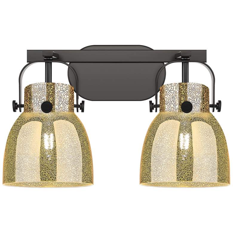 Image 1 Pilaster II Bell 17"W 2 Light Black Bath Vanity Light w/ Mercury Shade