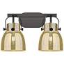 Pilaster II Bell 17"W 2 Light Black Bath Vanity Light w/ Mercury Shade