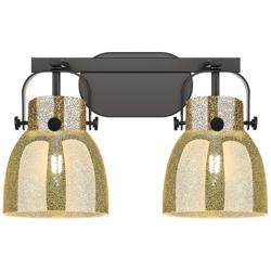 Pilaster II Bell 17"W 2 Light Black Bath Vanity Light w/ Mercury Shade