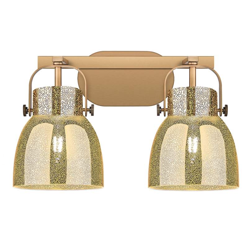 Image 1 Pilaster II Bell 17"W 2 Light Brass Bath Light w/ Mercury Shade