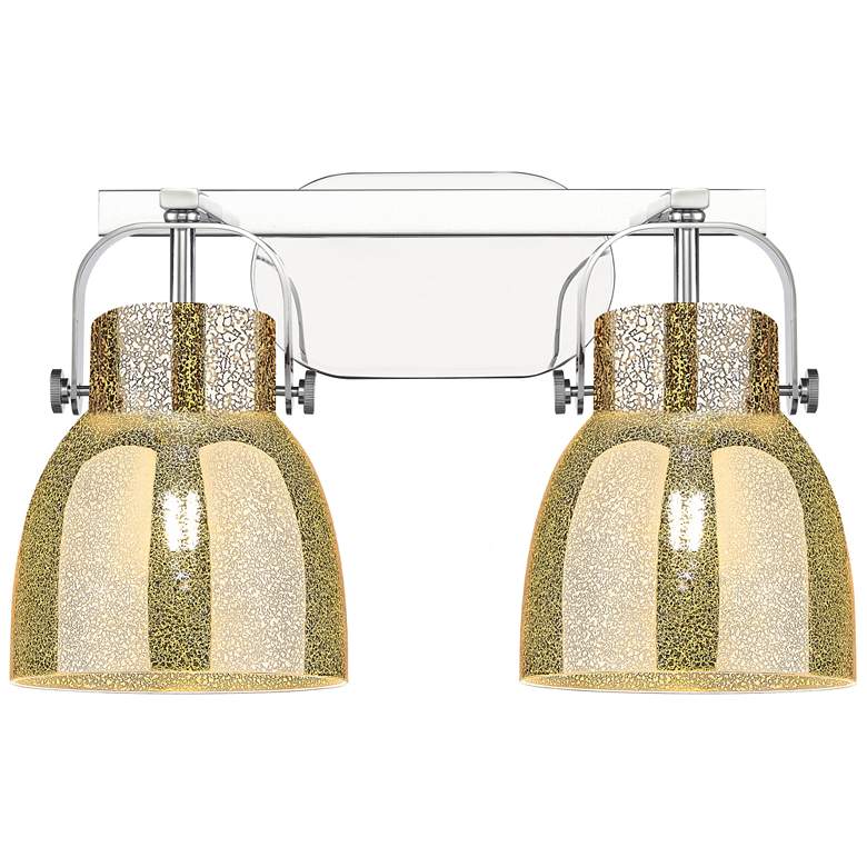 Image 1 Pilaster II Bell 17"W 2 Light Chrome Bath Light w/ Mercury Shade