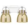 Pilaster II Bell 17"W 2 Light Chrome Bath Light w/ Mercury Shade