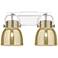 Pilaster II Bell 17"W 2 Light Chrome Bath Light w/ Mercury Shade