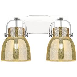 Pilaster II Bell 17"W 2 Light Chrome Bath Light w/ Mercury Shade