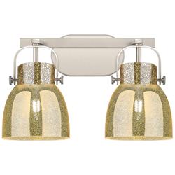 Pilaster II Bell 17"W 2 Light Satin Nickel Bath Light w/ Mercury Shade