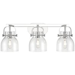Pilaster II Bell 26.5" Wide 3 Light Chrome Bath Light With Clear Shade