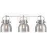 Pilaster II Bell 26.5" Wide 3 Light Chrome Bath Light With Smoke Shade