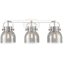 Pilaster II Bell 26.5" Wide 3 Light Chrome Bath Light With Smoke Shade