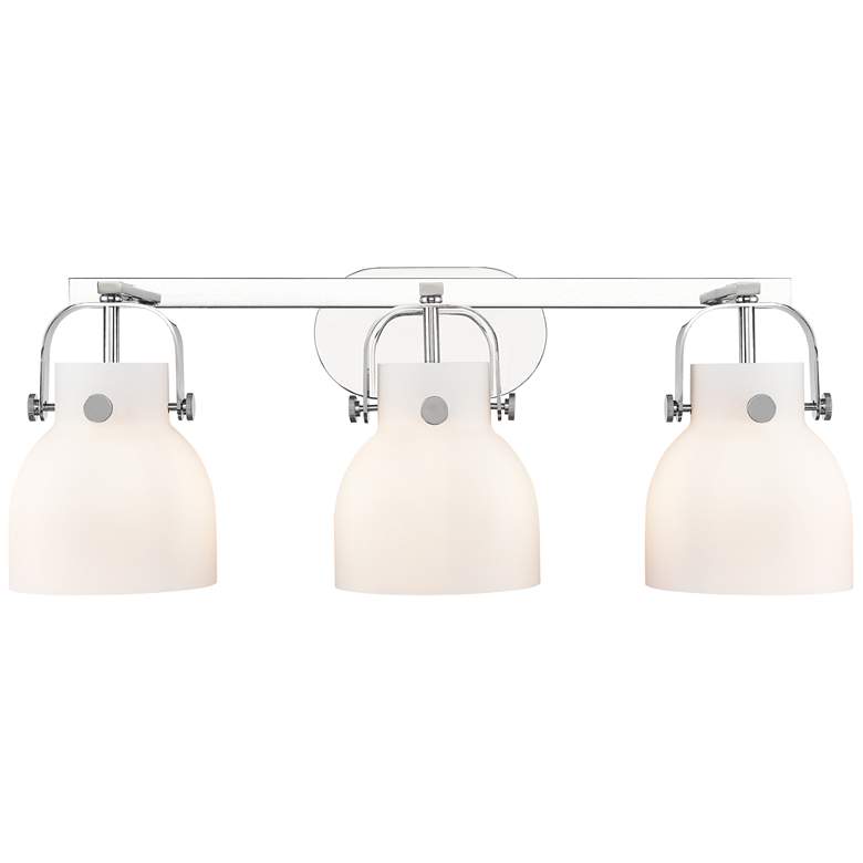 Image 1 Pilaster II Bell 26.5" Wide 3 Light Chrome Bath Light With White Shade