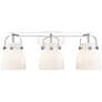 Pilaster II Bell 26.5" Wide 3 Light Chrome Bath Light With White Shade