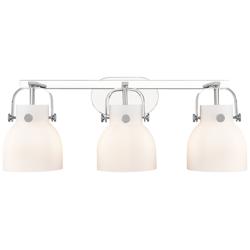 Pilaster II Bell 26.5" Wide 3 Light Chrome Bath Light With White Shade