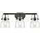 Pilaster II Bell 26.5" Wide 3 Light Matte Black Bath Light With Clear