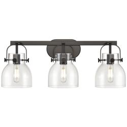 Pilaster II Bell 26.5" Wide 3 Light Matte Black Bath Light With Clear