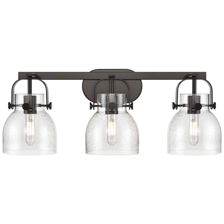 Image 1 Pilaster II Bell 26.5" Wide 3 Light Matte Black Bath Light With Seedy