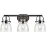 Pilaster II Bell 26.5" Wide 3 Light Matte Black Bath Light With Seedy