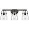 Pilaster II Bell 26.5" Wide 3 Light Matte Black Bath Light With Seedy