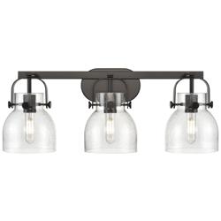 Pilaster II Bell 26.5" Wide 3 Light Matte Black Bath Light With Seedy