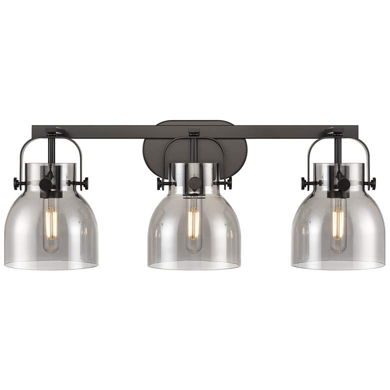 Image 1 Pilaster II Bell 26.5" Wide 3 Light Matte Black Bath Light With Smoke