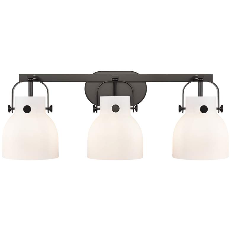 Image 1 Pilaster II Bell 26.5 inch Wide 3 Light Matte Black Bath Light With White 