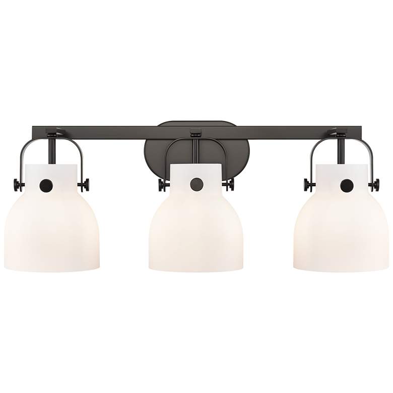 Image 1 Pilaster II Bell 26.5" Wide 3 Light Matte Black Bath Light With White