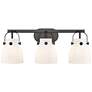 Pilaster II Bell 26.5" Wide 3 Light Matte Black Bath Light With White