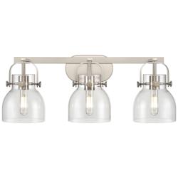 Pilaster II Bell 26.5" Wide 3 Light Satin Nickel Bath Light w/ Clear S