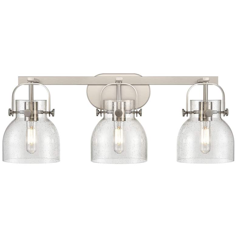 Image 1 Pilaster II Bell 26.5" Wide 3 Light Satin Nickel Bath Light w/ Seedy S